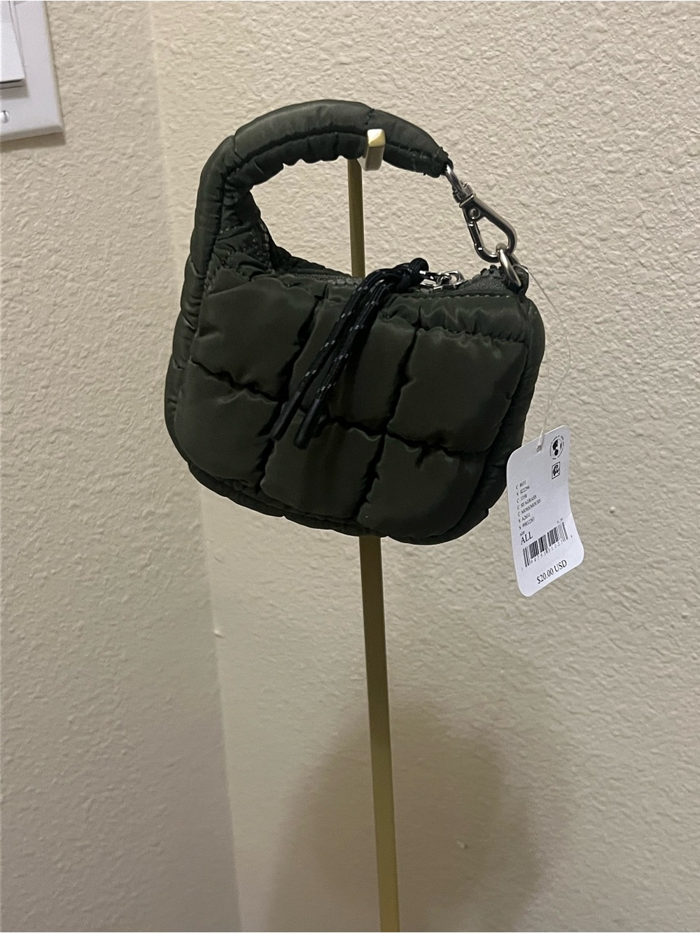 Free People Olive Green Quilted Mini Bag